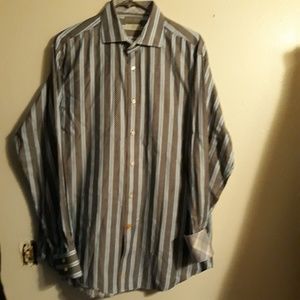 Thomas Dean Blue & Gray Striped Flip Cuff EUC